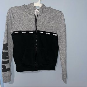 PINK Victoria’s Secret jacket - black & gray - zipper - XS | Zipper Jacket